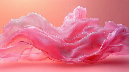 Flowing Pink Fabric with Soft Light on Gradient Background