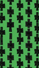 Obraz premium Black Cross pattern hand drawn design on Green background illustration