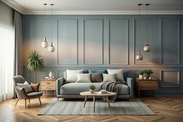 Fototapeta premium Creating a Stylish Ombre Wall Effect: A Beautiful Transition from Darker Shades to Lighter Hues for Modern Interior Design Inspiration