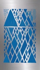Fototapeta premium Blue Trapezoid pattern hand drawn design on Silver background illustration