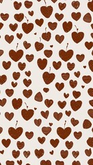 Obraz premium Brown Heart pattern hand drawn design on White background illustration