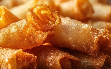 Crispy Spring Rolls Close Up Rich Textures Tasty Snack