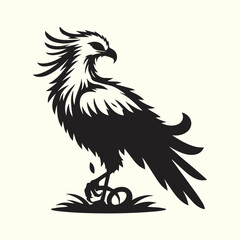 Fototapeta premium illustration of a bird, black Secretary bird logo vector, Secretary bird silhouette vector illustration design.