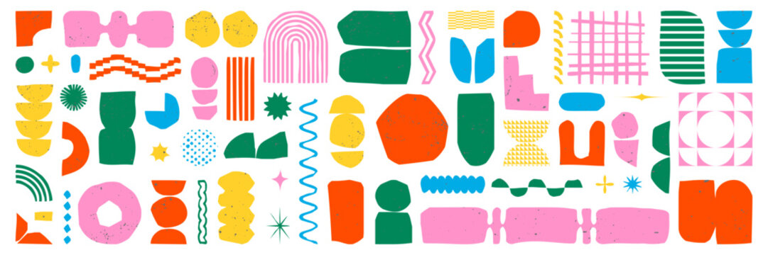 Naklejki Quirky cutout geometric shape asset. Naive abstract element in funny positive color and vibe. Trendy vector texture form for templates, stickers or web design.