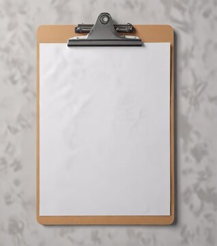 An isolated clipboard with a sheet of paper partially covering the camera's view, , paper partiality