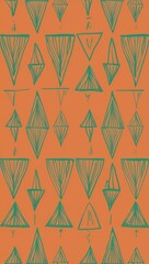 Fototapeta premium Green Parallelogram pattern hand drawn design on Black background illustration