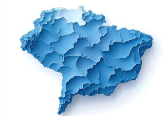Obraz premium Minimalist Blue Map of Brazil in Soft Tones