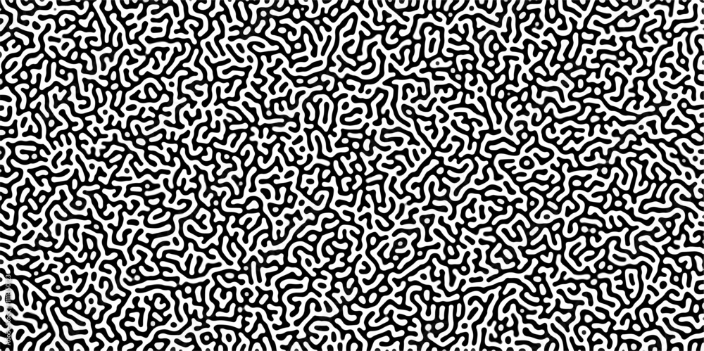 Aufkleber Turing reaction diffusion monochrome seamless pattern with chaotic motion .Linear design with biological shapes. Organic lines in memphis. abstract turing organic wallpaper background .	