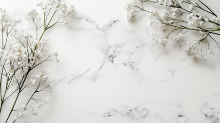 Elegant White Flowers on Marble: Serene Beauty
