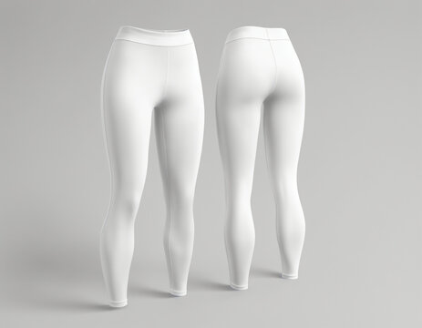 Blank white women's Leggings Mock up is isolated in grey background.
