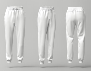 Blank white joggers mockup in grey background.

