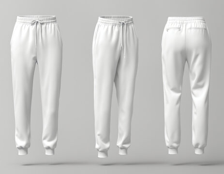 Blank white joggers mockup in grey background.

