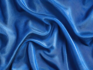 Obraz premium Blue Silk Fabric Drapes Gracefully, Elegant Texture, Luxurious Design, Smooth Surface, Rich Color, Deep Hue, Soft Sheen, Subtle Shimmer, Textile Art, Fashion Material
