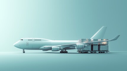 Cargo Airplane with Freight on Tarmac in Millennial Style