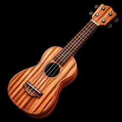 Fototapeta premium A beautifully crafted wooden ukulele showcasing intricate patterns and a smooth finish, perfect for music lovers and enthusiasts.