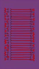Red Arrow pattern hand drawn design on Purple background illustration