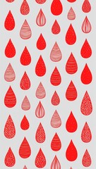 Red Tear drop pattern hand drawn design on White background illustration