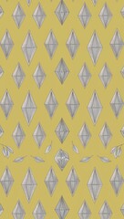 Silver Diamond pattern hand drawn design on Yellow background illustration