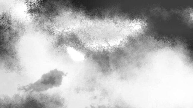 Black and White Spreading Background Loop - Ink or water color paints spreading, bleeding randomly