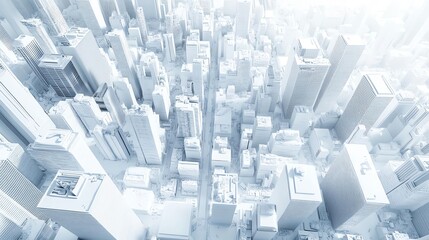 Fototapeta premium Futuristic cityscape in ethereal white glow.