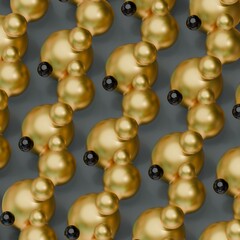 Golden Sphere Abstract Background Shiny Metallic Balls Texture Luxury Design Element. 3D render illustration