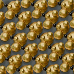 Golden Sphere Abstract Background Shiny Metallic Balls Texture Luxury Design Element. 3D render illustration
