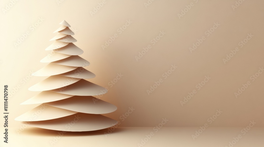 Aufkleber This layered 3D paper Christmas tree features blank surfaces ideal for adding custom messages or festive decorations during the holiday season. Generative AI