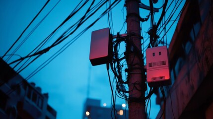 Futuristic technology background featuring abstract digital network connections, high-tech circuit patterns, and glowing neon elements with a sleek modern design ideal for innovation and connectivity 