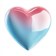 A glossy heart logo featuring a gradient blend of pink and blue colors, symbolizing love and inclusivity.