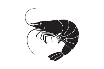 Black and White Shrimp Vector Simple Shrimp Graphic Art Shrimp Outline Vector Image