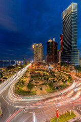 downtown city at night