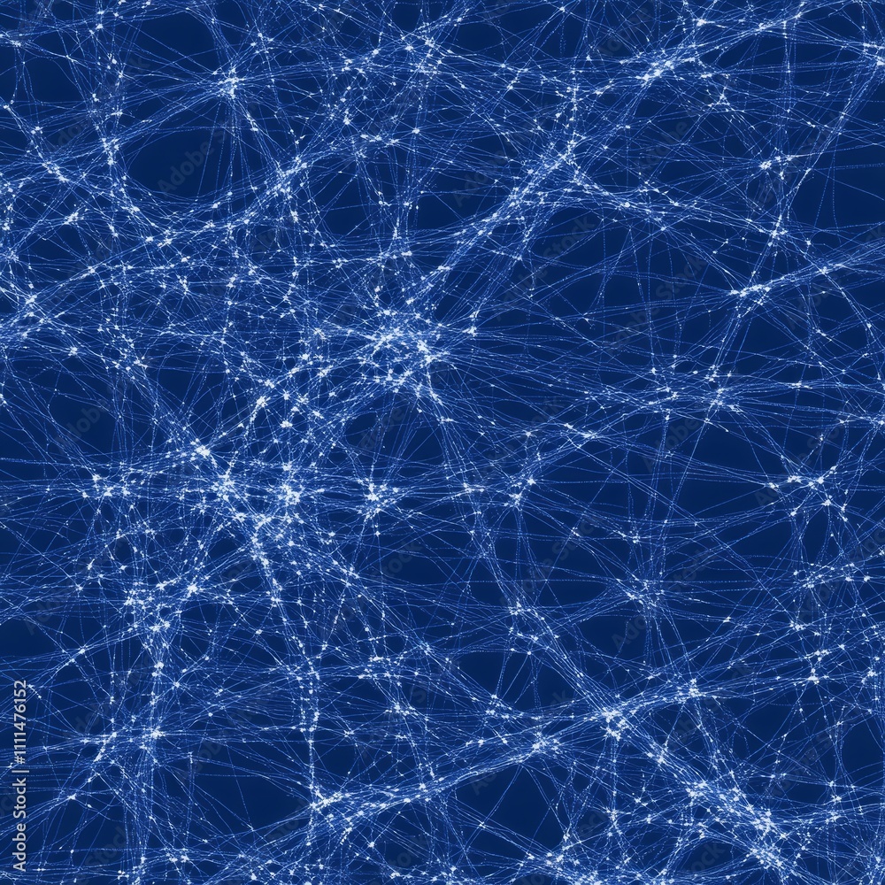 Poster abstract blue network texture with interconnected lines and nodes.