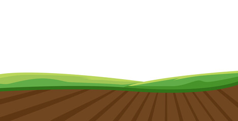 Wavy green hills overlooking windblown fields on transparent background © Steven Mink