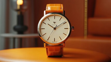 Naklejka premium Elegant Wristwatch with Orange Strap