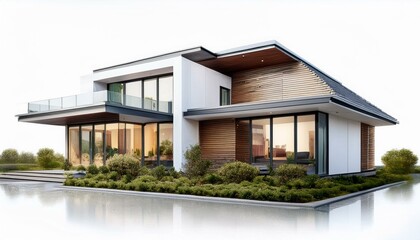 Modern house on isolated white background