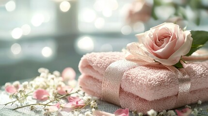 Gift certificate for a spa day, calming colors, wellness imagery, elegant typography, Valentines Day