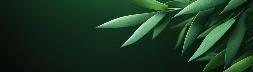 Illustrated Banner Featuring Lush Bamboo Stalks with Intricate Patterns and Verdant Foliage