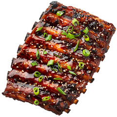 Glazed Pork Ribs isolated on white