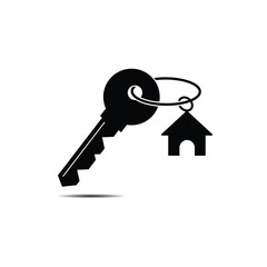 House key icon. Real estate symbol. Rent symbol. Mortgage sign. Residential property isolated illustration. Home key pictogram. Realtor service logo. Apartment colored icon set.