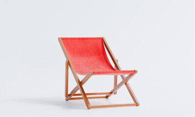 3d render of isolated deck chair or foldable sun lounger for beach or outdoor