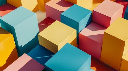 Obraz premium Colorful Cubes Abstract Background Geometric Shapes Design Texture