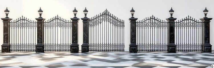 Black Iron Gate with Ornate Design