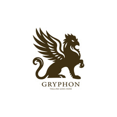 vector illustration of gryphon logo, Griffin heraldry silhouette.