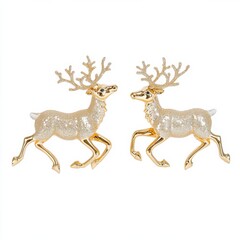 Festive golden reindeer decoration christmas celebration white background artistic display cheerful spirit