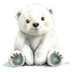 Fototapeta premium Cute polar bear doll illustration with friendly expression