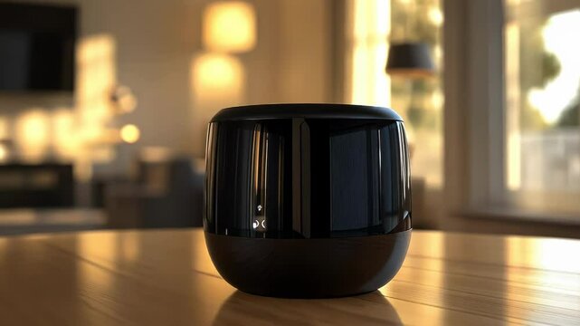 Modern Smart Speaker on Wooden Table