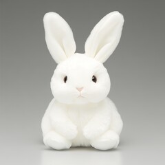 Obraz premium Adorable white plush bunny rabbit toy.