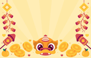 Happy chinese new year background with stripes vector