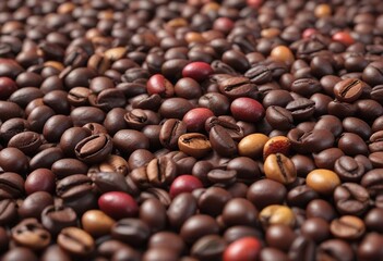 Fototapeta premium Coffee bean pods bursting with color and life, vibrancy, nature, pods