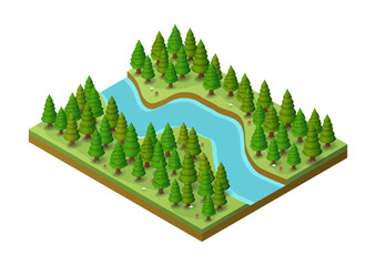 Beautiful isometric natural river